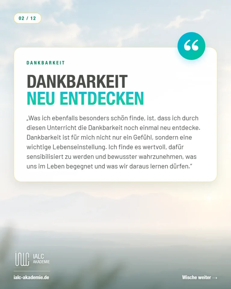 Umm Alpaslan, Teilnehmerin der IALC-Ausbildung: Dankbarkeit neu entdecken