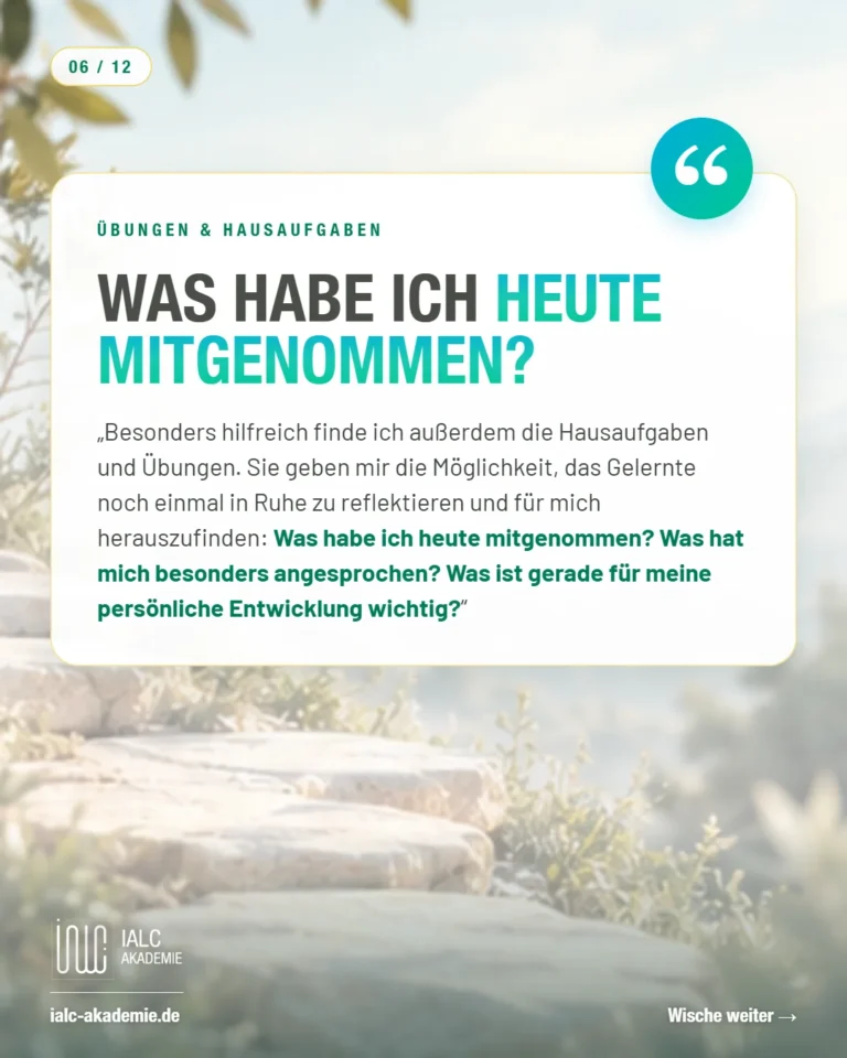 Umm Alpaslan, Teilnehmerin der IALC-Ausbildung: Was habe ich heute mitgenommen?