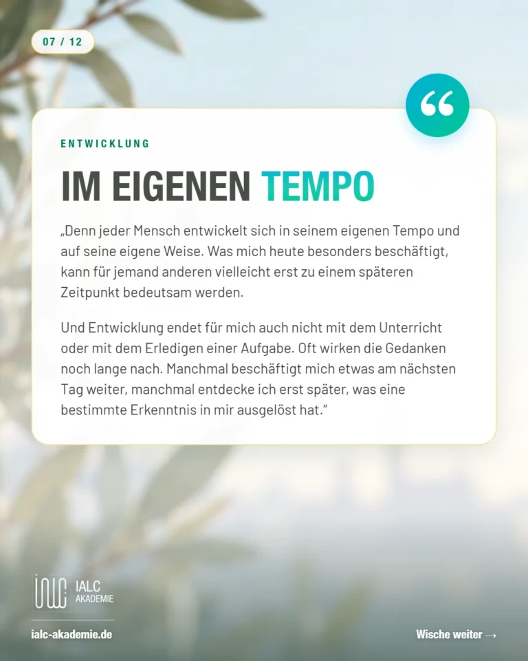 Umm Alpaslan, Teilnehmerin der IALC-Ausbildung: Im eigenen Tempo
