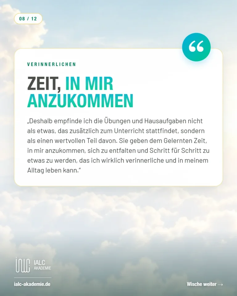 Umm Alpaslan, Teilnehmerin der IALC-Ausbildung: Zeit, in mir anzukommen