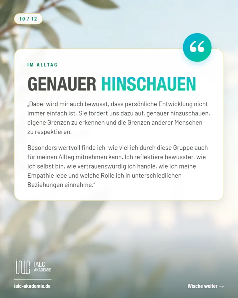 Umm Alpaslan, Teilnehmerin der IALC-Ausbildung: Genauer hinschauen